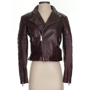 Ralph Lauren Black Label Burgundy Leather Moto Jacket 2
